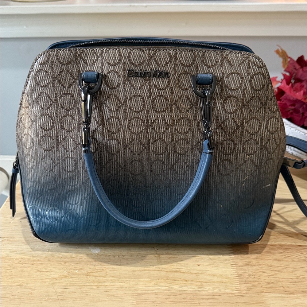 Calvin Klein Brown and Blue Satchel